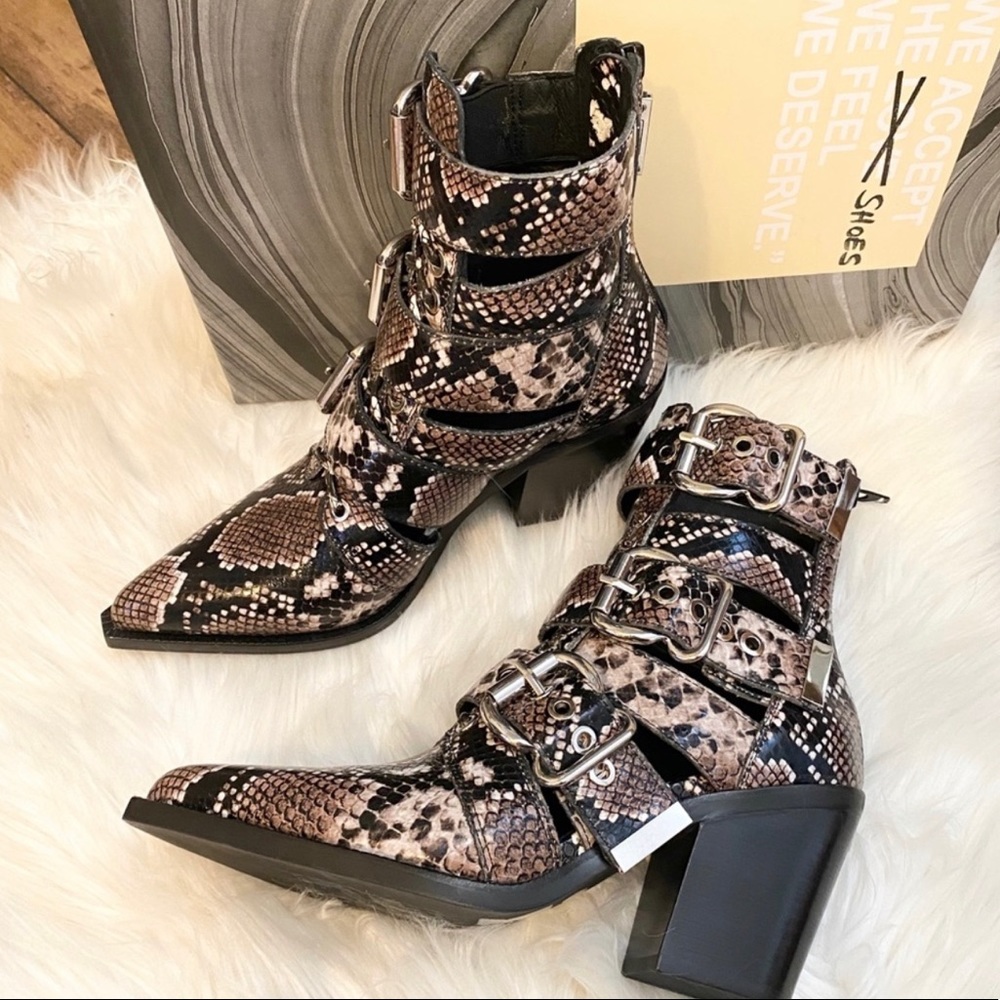 Jeffery Campbell snake print boots